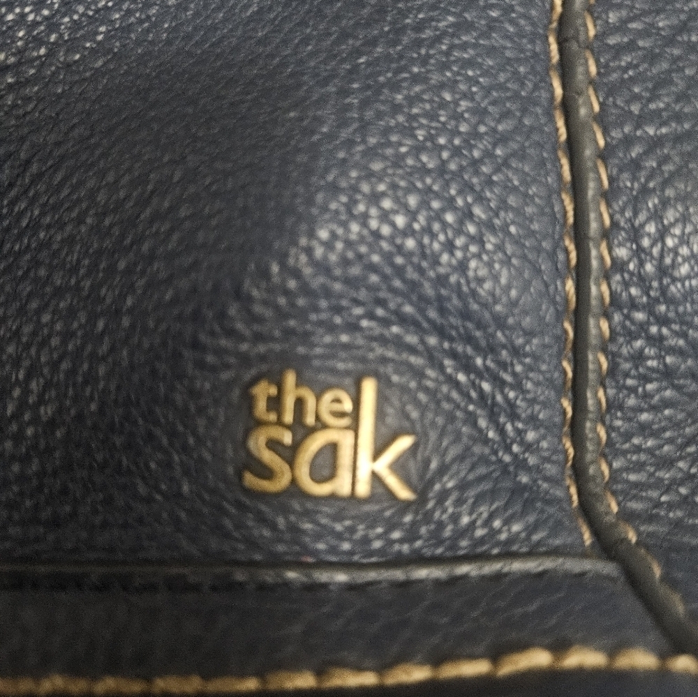 The Sak Navy Blue Leather Crossbody Bag with fabric strap! - Picture 2 of 8